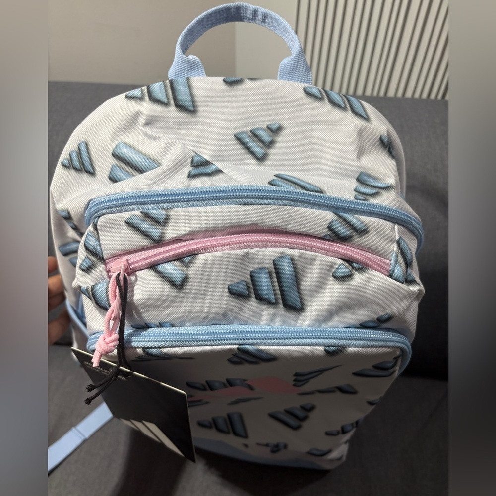 Adidas Kids' Pink and Blue Geometric Backpack - Picture 4 of 7